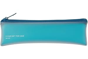 Midori 41817006 Pencil Case, Clear Soft Pen Case, Blue