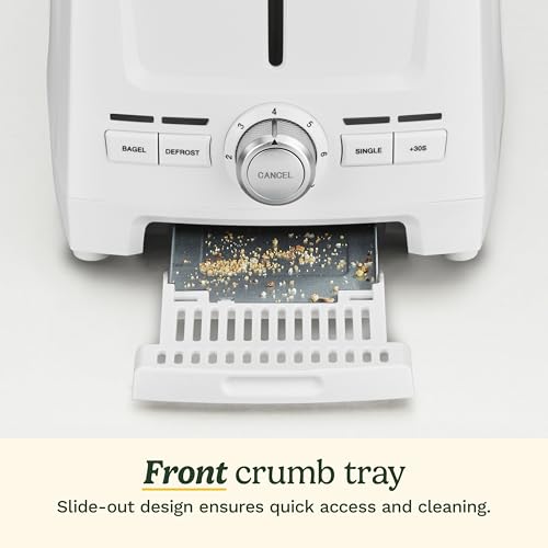 Cuisinart Core Collection 2-Slice Toaster | Extra-Long Slots for Artisan Bread, Bagel | High-Lift Quickview™ | Single Slice & Defrost Function | +30sec Toast Boost | Removable Crumb Tray, White by Cuisinart - Used condition - Image 6