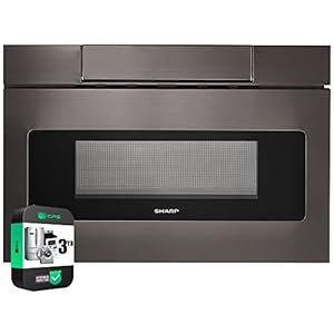 Sharp SMD2470AH 24 inch 1.2 cu. ft. 950W Microwave Drawer Oven Black Stainless Steel Bundle with 3 YR CPS Enhanced Protection Pack