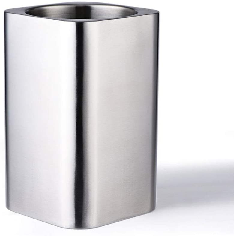 Cubeta de hielo Cubo de hielo cuadrado, enfriador de botellas de vino de doble pared de acero inoxidable 304, enfriador de cerveza y champán, herramientas creativas para hielo, plateado Durable