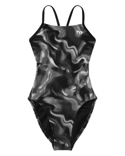 TYR - Girls' Waveform Durafast Elite Cutoutfit One Piece Swimsuit, Titanium, 24