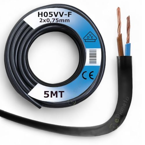 Cavo elettrico 2x0,75 mm 5 metri H05VV-F flessibile in matassa colore Nero