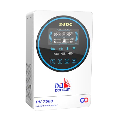 DJDCPOWER Inversor de energía solar híbrido de 6500 W, 48 V, sistema de batería de 48 V CC, salida AC de 230 V, inversor de onda sinusoidal pura, regulador de carga solar MPPT integrado, con pantalla