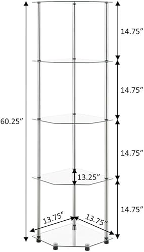 Miniatura 2 de Convenience Concepts Designs2Go Classic - Estantería esquinera de cristal de 5 niveles de 13.75 pulgadas, moderna estantería de almacenamiento