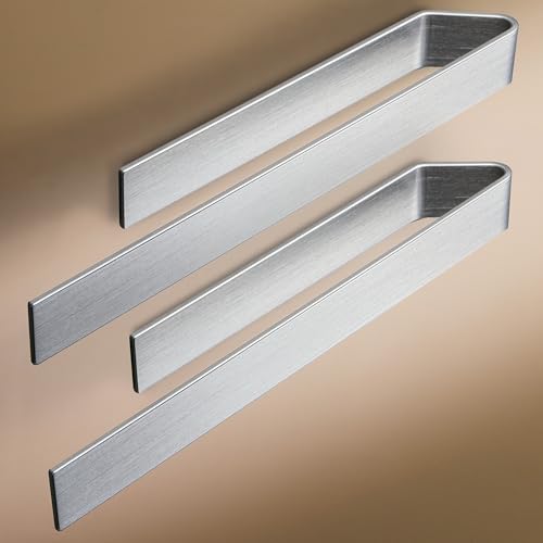 Designfabrik Hamburg Handtuchhalter ohne Bohren | Handtuchhalter Wand für Bad & Küche | Handtuchring | Wandhalter selbstklebend für Badezimmermöbel | Handtuchhalter Silber 40 cm | 2 Stück