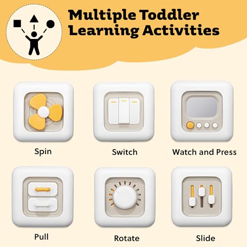 Image of Toytastic Montessori Baby Activity Cube - Multi-Sensory Learning Toy with Buttons, Switches, Dials & Rotating Fan for Toddlers
