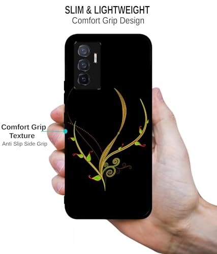 Image of Yellow Pattern Design Premium 2D Printed Metal Back Case Cover for Vivo V23E 5G / Y75 4G