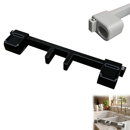 Universal Faucet Handle Lock for Double Sinks, Double Sink Faucet Lock with Anti-Slip Kitchen and Bathroom Stopper, Tool-Free Installation for Kitchen, Bathroom — Daily Home Use (Black)