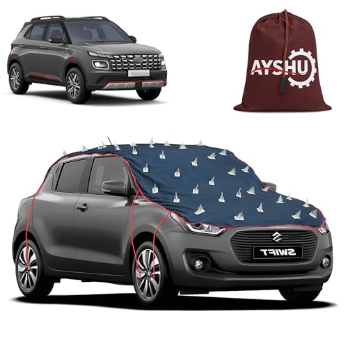 Image of AYSHU Water-Resistant Spike Car Cover for Hyundai Venue N Line - Protects from Dogs, Monkeys, Dust, Sunlight & UV - Full Roof Universal Fit