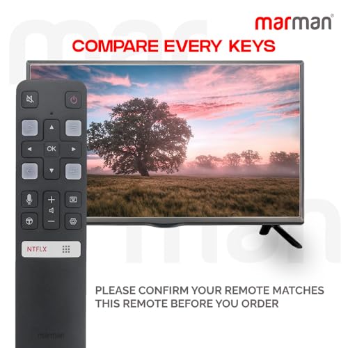 Image of marman Compatible TCL Smart Tv Remote Control Original with Bluetooth and Voice Command for Model RC802V FMR1 with Google Assistant & Netflix Hot Keys Pairing Must !