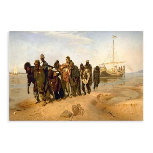 Impression toile Volga Ilya Repin 1870, une oeuvre d'art textile de haute precision