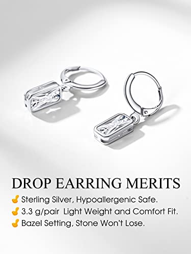 Bestyle Silver Solitaire Diamond Drop Earrings | Hypoallergenic Silver Huggie Hoop Earrings | Sparkle April Birthstone Earrings For Women | White Cz Huggie Earrings For Wedding Bridemaid #TOP4