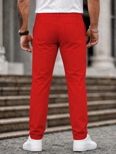 Image of HUNGSON Mens Chinos Dress Pants Slim Fit Stretch Business Casual Golf Work Slacks Trousers