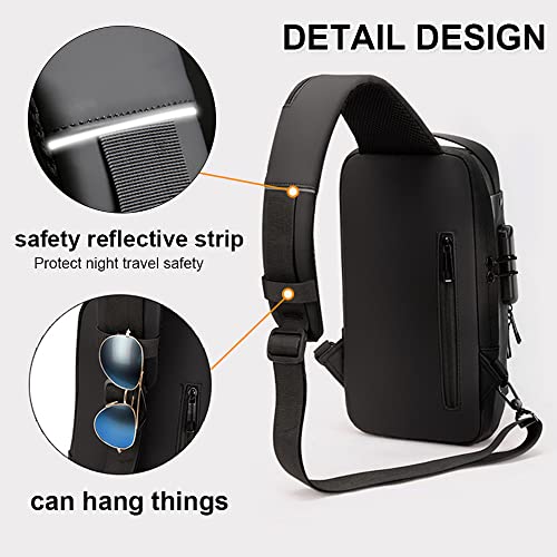 Dwenles Anti Theft Crossbody Sling Bag ,Waterproof Chest Daypack With Usb Charging, Shoulder Backpack For Men Women (Black) #TOP4