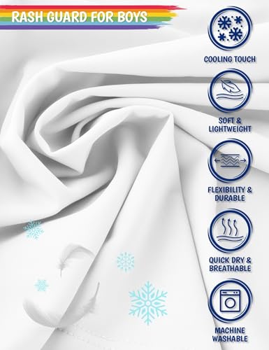 Image of Boys Rash Guard Swim Shirts Long Sleeve UPF 50+ Swimwear Toddler Kids Sun Protection SPF Water Surfing Swimming Shirts 0-16Y