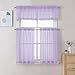 Chyhomenyc Sheer Lilac Tier Curtains 24 Inch Length, Small Window Curtains Treatment for Bathroom Living Room Basement, Short Rod Pocket Cafe Curtain, 42W x 24L Inches, 2 Panels