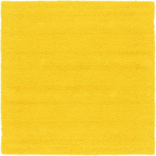 Image of Solid Fluffy Rugs and Carpet for Hall and Drawing Room 5x7 Feet Yellow Color