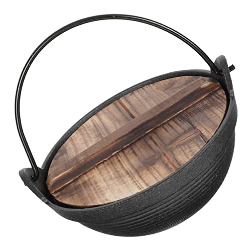 JOINPAYA Japanese Style Cast Iron Sukiyaki Cooking Pot Outdoor Camping Hanging Cookware Durable Design for Stewing Porridge Easy to Clean Conduction