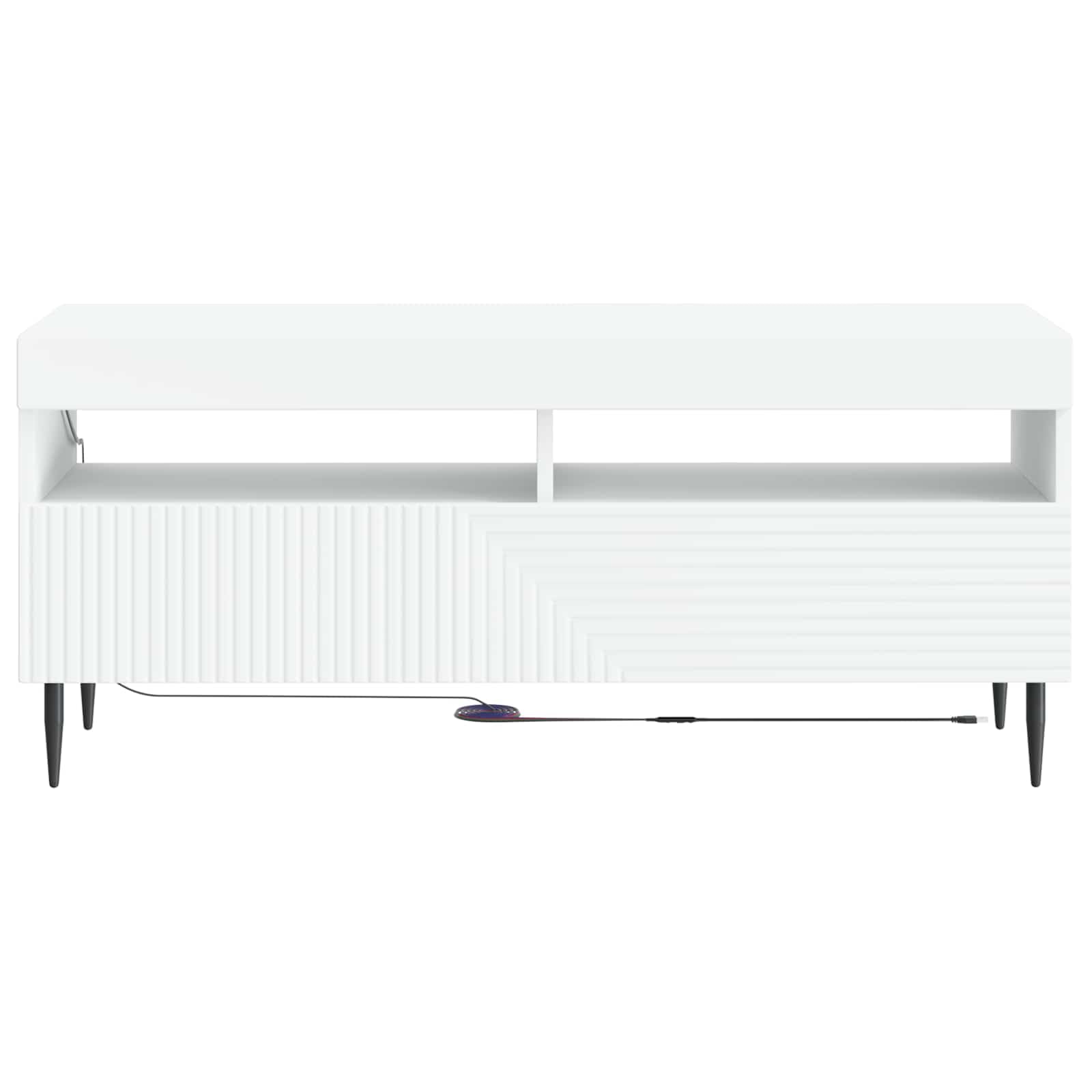 Mobile TV LED Bianco in Legno Ingegnerizzato, Design Sottile Salvaspazio