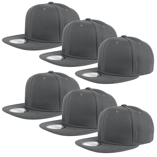 Image of Gelante Plain Blank Flat Brim Adjustable Snapback Baseball Caps LOT 6 Pack