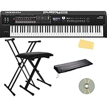 Roland RD-2000 Stage Piano - Black Bundle with Adjustable Stand, Bench, Dust Cover, Online Piano Lessons, Austin Bazaar Instructional DVD, and Polishing Cloth