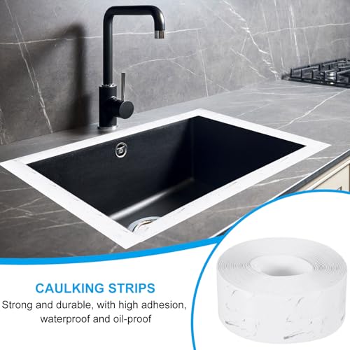 Image of PATIKIL Caulk Tape 1.5 inch x 16 Ft, Self Adhesive Sealing Tape Waterproof Toilet Tub Caulk Sealant Strip Sealing Trim for Kitchen Bathroom Toilet Bathtub Sink Countertop, Light Grey