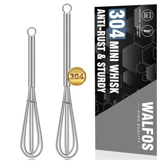 Mini Whisks Stainless Steel, Small Whisk 2 Pieces, 5in and 7in Tiny Whisk for Whisking, Beating, Blending Ingredients, Mixing Sauces