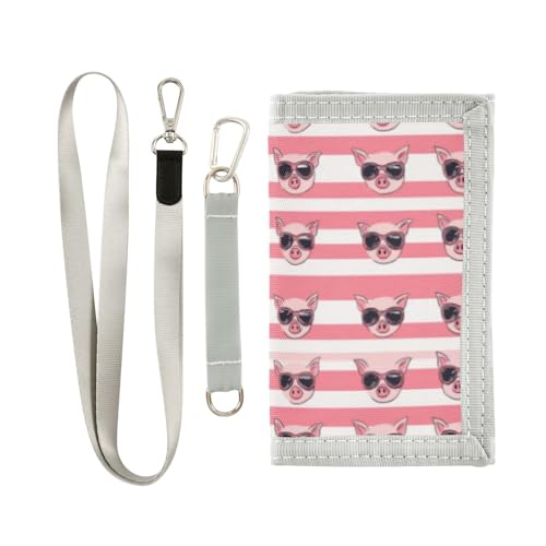 Wusikd Cute Piglets Kids Wallet for Boys Girls Pink Toddler Trifold Wallet Novelty Wallet for Teens Women Men