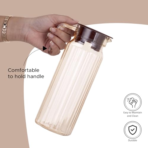 Image of Nayasa Electra Jug 1200 ML | BPA Free Plastic Water Jug with Lid | Leak Proof | Easy Pour | Stylish Design | Brown