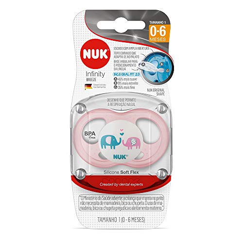 Chupeta Infinity Girl Clean S1 - NUK, Rosa, Tam 1 (0-6 Meses)