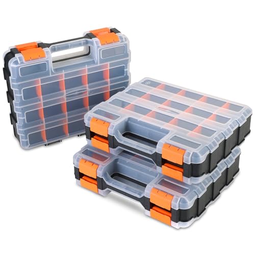 weyleity Small Parts Organizer 3Pack Storage Case Tools Box 34-Compartments