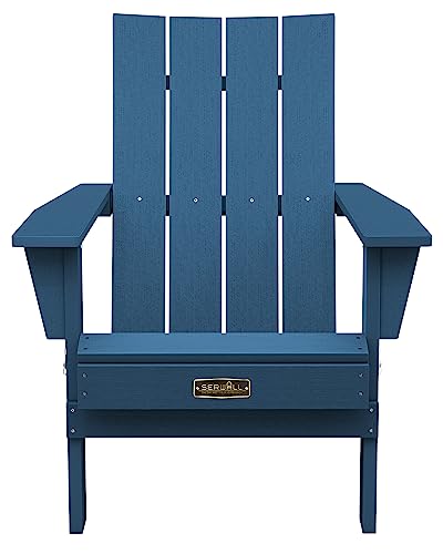 Serwall Folding Adirondack Chairs, Modern Plastic Adirondack Chair Oversized, Weather Resistant Adirondack Chair For Outdoor- Navy Blue #TOP7