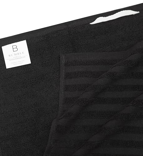 Image of Premium Kitchen Towels (20 inchx 28 inch, 6 Pack) | Large Cotton Dish Towels | Flat & Terry Highly Absorbent Kitchen Linen Set with Hanging Loop | Black Striped