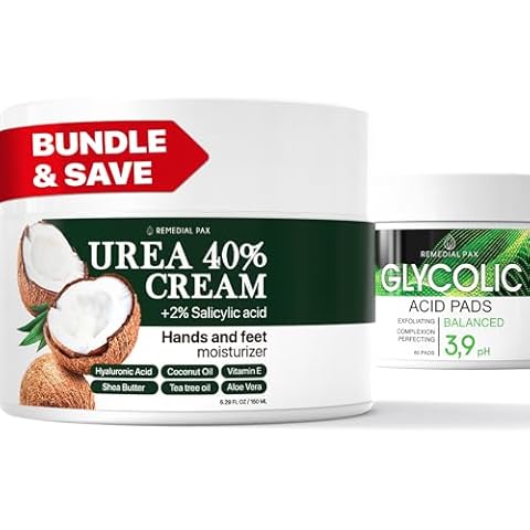 REMEDIAL PAX Urea Cream 40 Percent for Feet and Glycolic Acid Resurfacing Pads 30% Cover