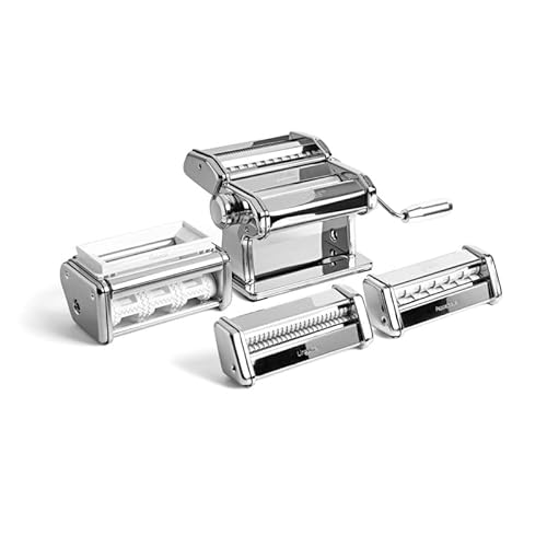 Marcato Multipast+ Manual Pasta Making Set Atlas+ Machine with 3 Extra Accessories for Lasagne, Fettuccine, Tagliolini, Spaghetti, Ravioli, Linguine & More Premium Fresh Pasta Maker, Made in Italy