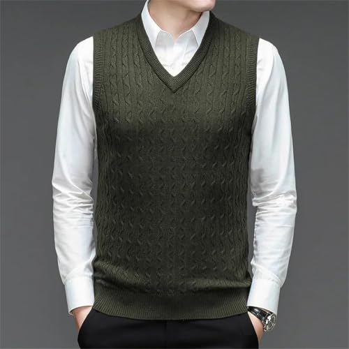 Men Knitted Sweater Business Regular Fit Vest Pullover Men Wool Solid Color Sleeveless V-Neck Men Clothing2