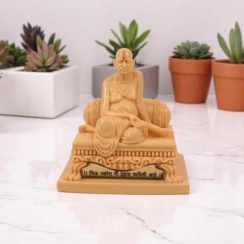 Image of KariGhar Swami Samarth Idol Perfect for Car Dashboard and House Warming Size 4.5 inch