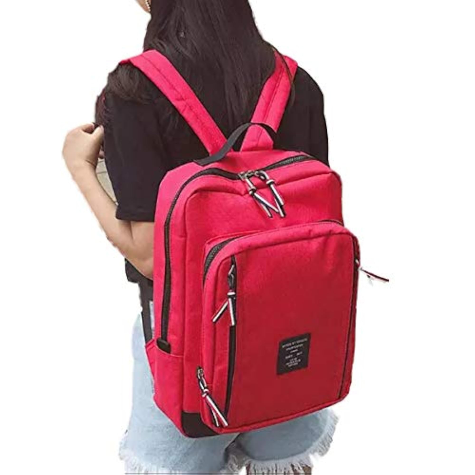 Korean Red Backpack for Men & Women, 35L Capacity