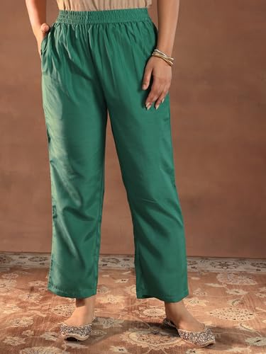 Image of Libas Womens Printed Silk Blend Straight Kurta With Palazzos and Dupatta | daily wear suit