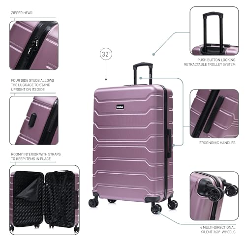 Image of InUSA TREND Luggage with Spinner Wheels | Durable lightweight Hardside Suitcase, Travel Bag with Handle and Trolley | 32-inch Extra-Large Checked luggage | Rose Gold