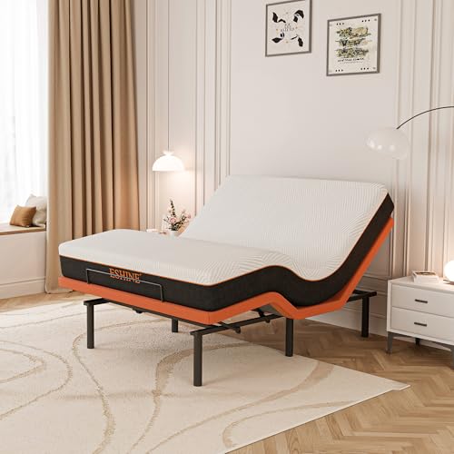 Image of ESHINE Adjustable Bed Frame with 10 inch Mattress, Wireless Remote, Queen Size | Gel Memory Foam Mattress, Bluetooth APP Control, Zero Gravity, Anti Snore, Head and Foot Incline, 2000 Series
