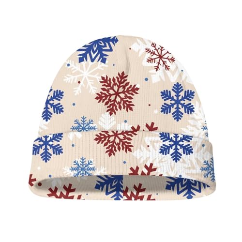 Babrukda Kids Winter Knit Hat, Christmas Snowflake Warm Hats, Children Beanie Skull Cap for Girls Boys Cold Weather Headwear