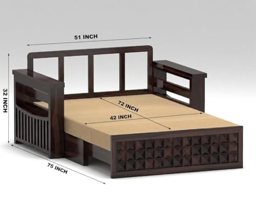 Image of Wooden Sofa Cum Bed (Akrie Walnut)