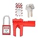 Red Lockout Tagout Kit with 1 Safety Padlock 1 Ball Valve Lock 1 Warning Lockout Label 2 Keys for Industrial Electrical Station