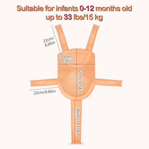 Image of Colorlife Baby Bath Seat Support Net Infant Bathing Seat Support Mat, Adjustable Comfortable Non-Slip Five-Pointed Baby Shower Net Bathtub Sit Up Mesh for Newborn 0-12 Months-Orange(No Bathtub)