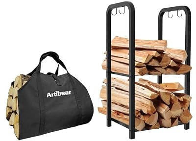 Artibear Small Firewood Rack Holder with Firewood Log Carrier