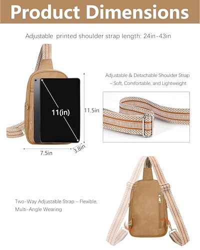 Image of Sling Bag for Women,Anti Theft Crossbody Bag,RFID Travel Purse | Vegan Leather Crossbody Purse,Multi Pocket Organizer,RFID Sling Bag,Hidden Rear Pocket,Adjustable Strap,Travel Bag