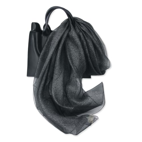 LumiSyne Bufanda De Seda Organza Doble Capa Mujer Glitter Chales y Envolturas Para Vestido De Noche Color Sólido Con Hilo Dorado Ligero Transparente Tul Estola Magnífica Para Novia Boda Bola Fiesta