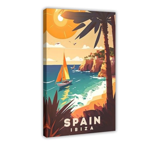 Affiche sur toile Ibiza art mural haut de gamme 30,5 x 45,7 cm pour chambre