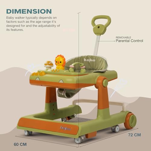 Image of Baybee Baby Walker for Kids with Height Adjustable & Tray, Activity Walker for Baby with Musical Toy Bar (Zeni Green)